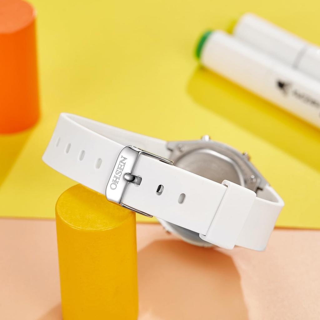 Silicone Digital Waterproof Sports Watch with LED Alarm and Stopwatch for Men and Cute and Stylish Quartz Watch Perfect Gift for and White Day Women,