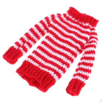 Girl Doll Outfit Off Shoulder Stripe Wool Knitted Sweater For
