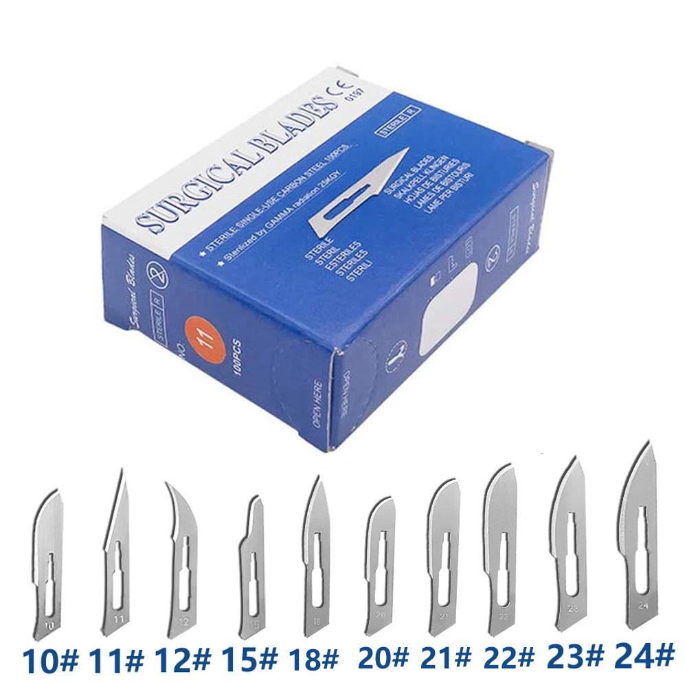 100Pcs/Box Sterile Surgical Scalpel Blades, Carbon Steel  - For Dental Procedures, Sculpting, Beauty, Phone Repair & Diy Crafts
