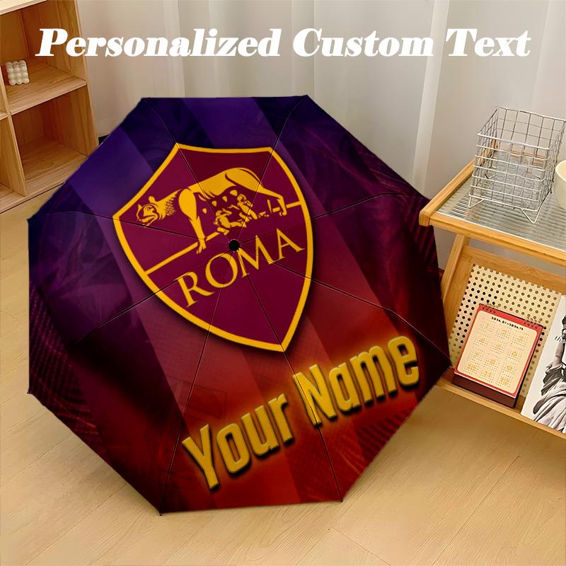 8 Rib Auto Folding Umbrella AS Roma Print Custom Name Text Portable Rain Gear