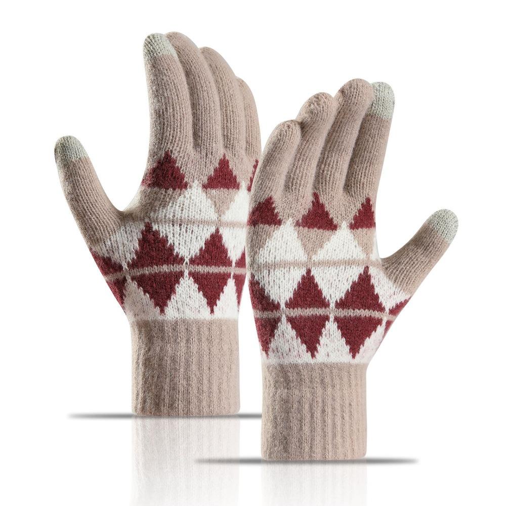 Thickened Winter Gloves Touchscreen Finger Separated Warm Gloves Cute Knitted Gloves  Autumn Winter