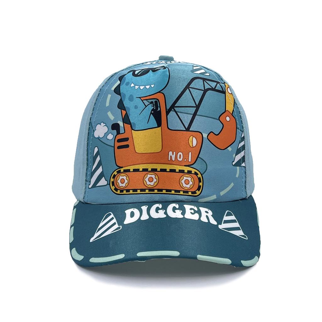 Construction Vehicle Excavator Cartoon Fire Truck Bulldozer Children's Baseball Cap Spring and Summer Cartoon Sun Hat