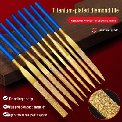Assorted Titanium-Plated Diamond File Set for Metal, Wood, and Stone