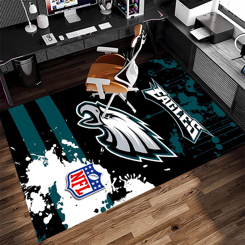 1pc Philadelphia Eagles LOGO Print Area Rug - Soft,Washable Non-Slip Indoor Mat for Office Chairs,Living Room,Home Office Decorative Rug