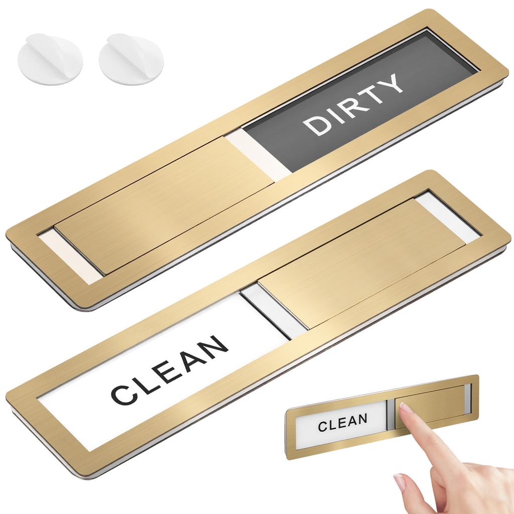 1 Pc Dishwasher Magnet Clean Dirty Sign Premium Stainless Steel Dishwasher Clean/Dirty Magnets with Sticker Adhesive for Home
