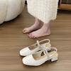 Sapatos Mary Jane de Bico Quadrado e Salto Grosso para Mulher - Sandálias de Verão Confortáveis de Bico Aberto Moda Sapatos Femininos Cano Baixo Novos Designs