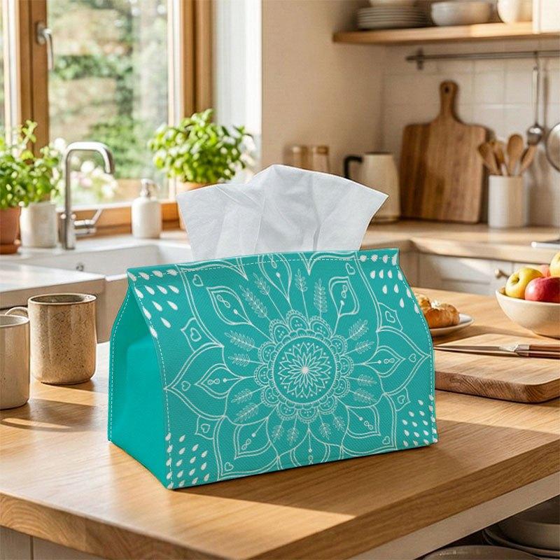 1pc Mandala Tissue Box with Decorative Lid - Suitable for for Home Decor, Car & Tabletop Use, Compact Mandala for Tissue Holder, Ideal Gift for Bedroo
