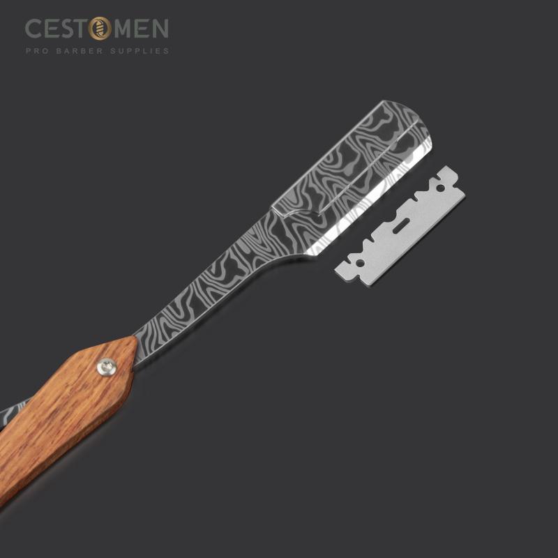 CESTOMEN Barber Classic Shaving Razor Blade Holder Men Wooden Handle Straight Edge Barber Razor Holder Folding Shaving Razor