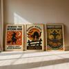 3Pcs Retro Halloween Wall Art,Witch Cat Scarecrow Pumpkin Canvas Prints,Fall Wall Arts, Home Decor Halloween Holiday Party Gifts