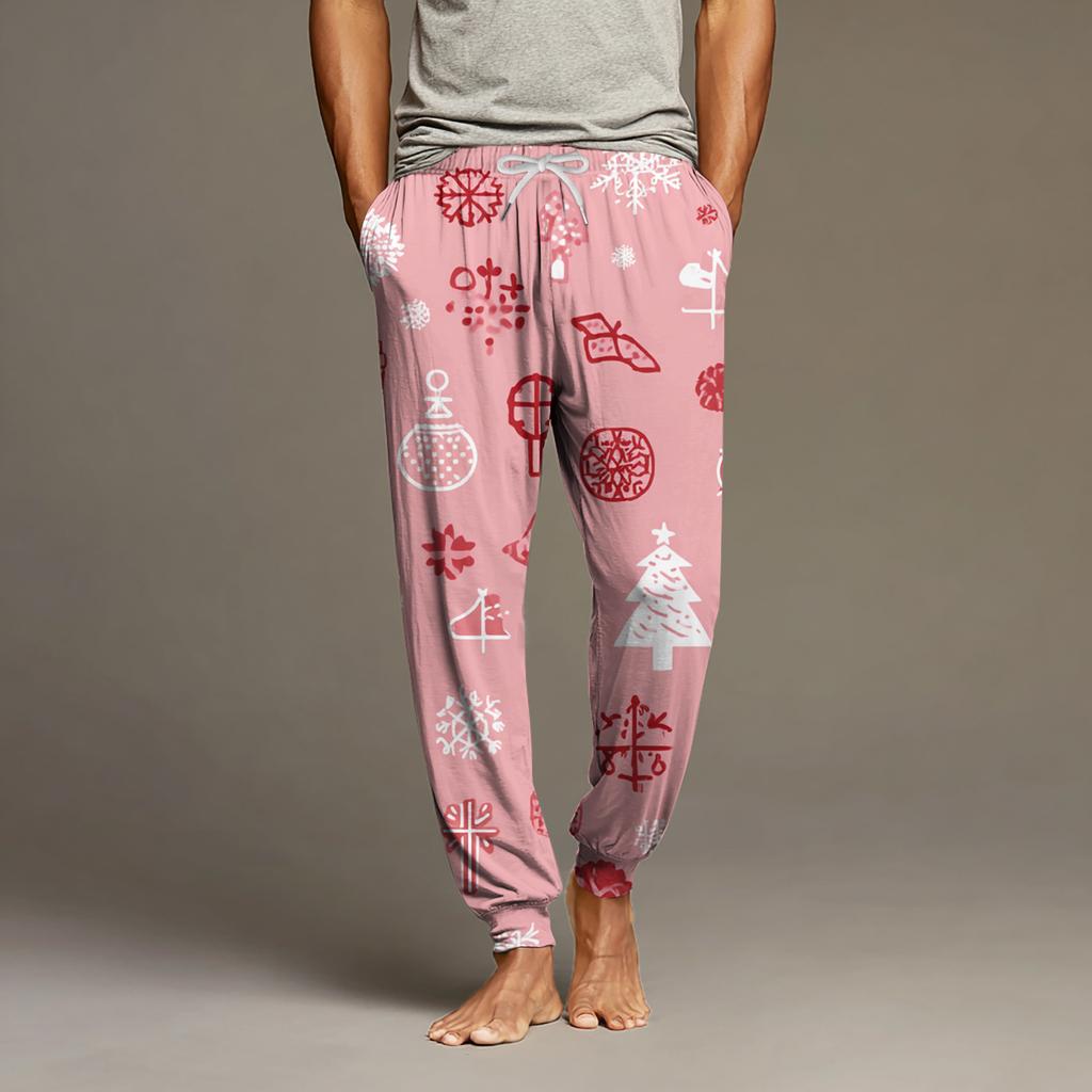 Herre Snøring Lomme Mansjett Fritidsbukser Hjem Sovebukser