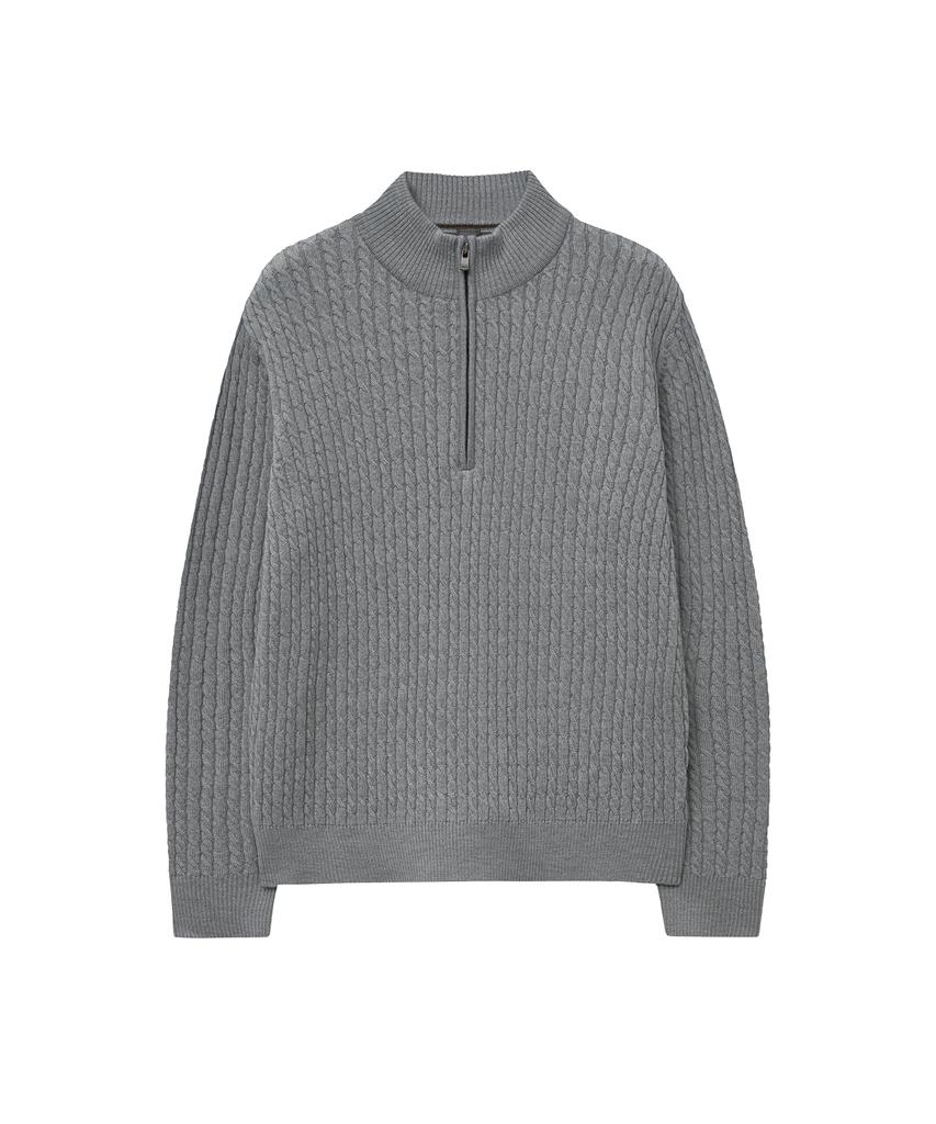 IOLO Cable Mock Neck Half Zip-Up_Gray