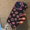 Red Lip Pattern Electroplate Silver IMD Phone Case For iPhone 16 Pro Max 11 12 13 14 15 7 8 Plus X XS XR Shockproof Back Cover