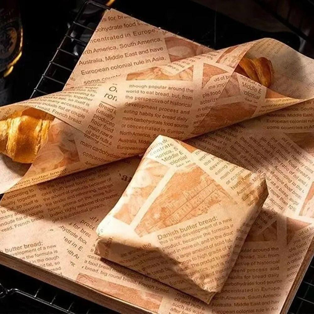 100 Stück Bedrucktes ölbeständiges Pad-Papier 15/18/22/25/30 cm Einweg-Backpapier Wachspapier für Lebensmittel Backen Grillen Burger Pommes