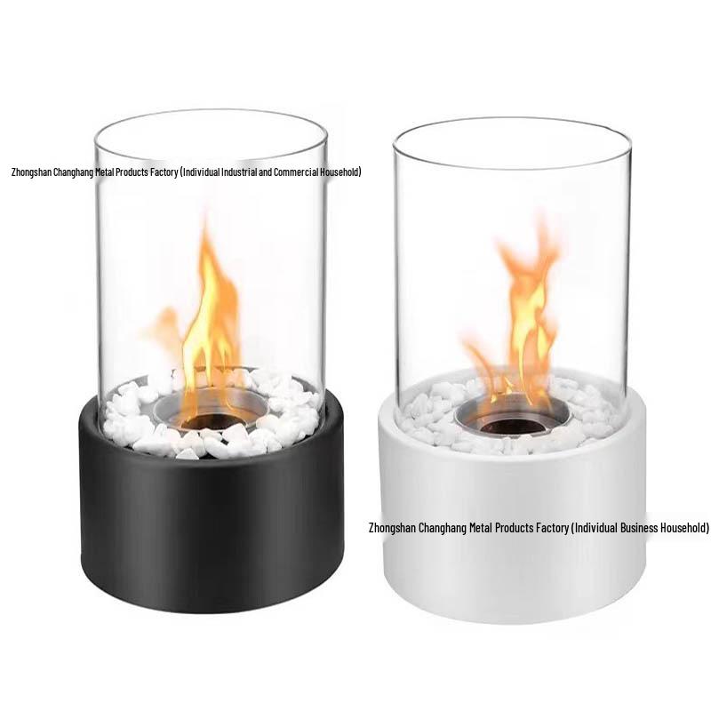 Portable Round Ethanol Fireplace: Small Indoor Tabletop Fire Stove for Bar Atmosphere