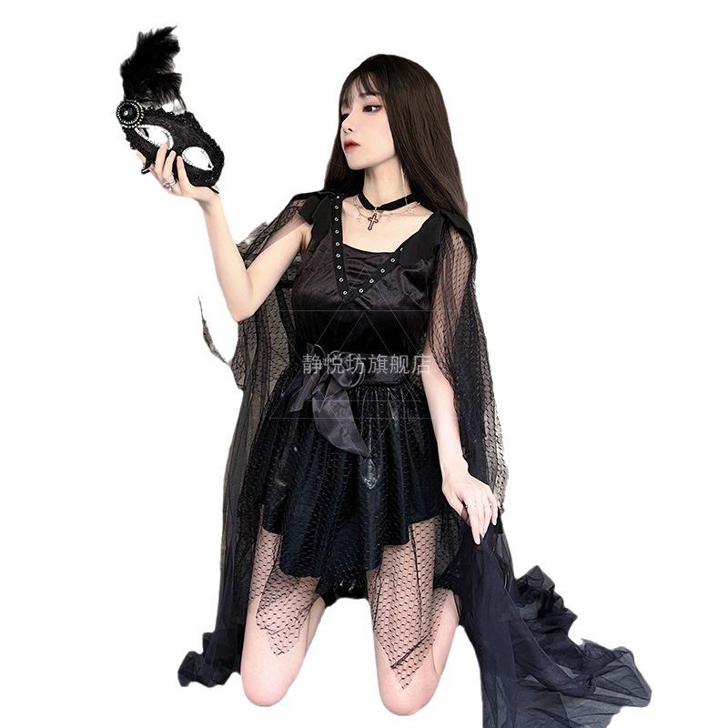 Halloween Adult Costume Queen Women's Clothing Horror Demon Dark Sorceress Shawl Vampire Dress