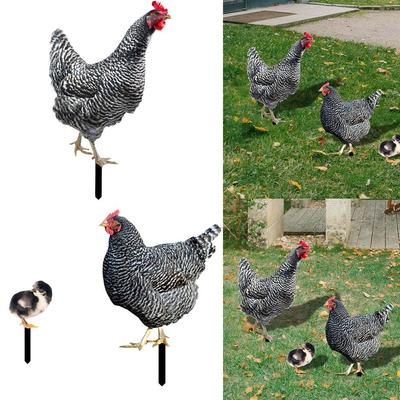 3pcs Chicken Home Decor Realistic Garden Sculpture Yard Art Rustic Outdoor Decor