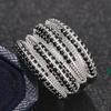 Huitan Hot Fashion Rings for Women Luxury Elegant Shiny Black CZ Finger Accessories Delicate Bright  for Wedding Bridal