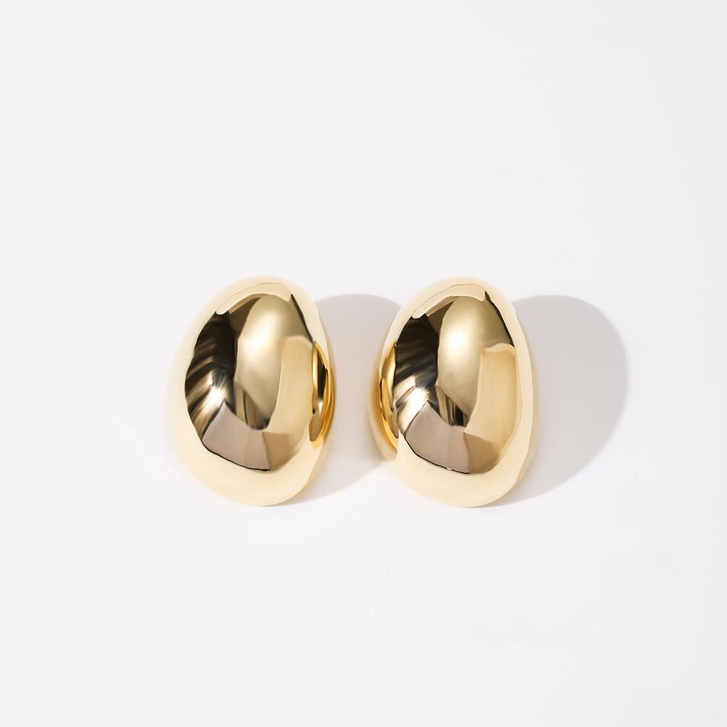 LNCHRAN Gold Oval Zinc Alloy Women's Stud Earrings