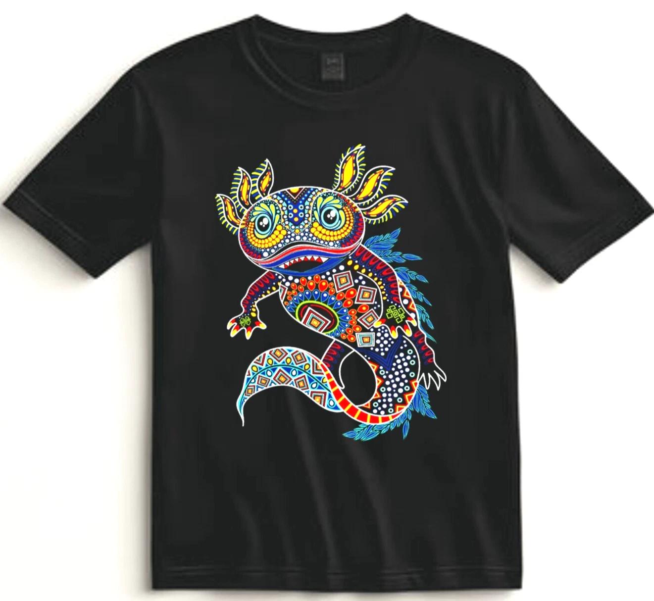 Футболка с аксолотлем-алебрихе, мексиканское народное искусство, графическая футболка, подарок для поклонников фэнтезийных животных 2XL