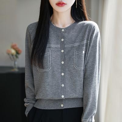 Women's Lightweight 50% Wool 50% Mulberry Silk Cardigan - 4-Season Versatile Knitwear for All-Year Comfort & Style