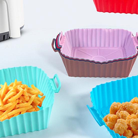 Air Fryer Liners Silicone Baking Tray Reusable Air-fryer Basket Air Fryer Cooking Mat Non-stick Pizza Pan Oven Kitchen Accessories