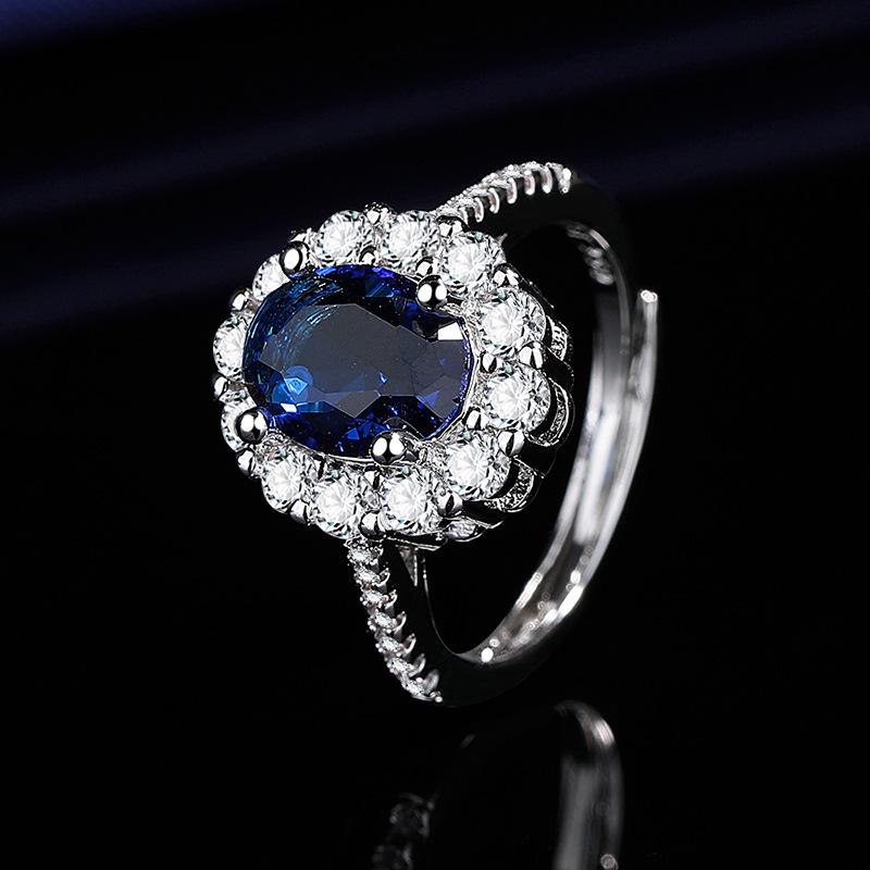 New Ocean Heart Sapphire Pavé Gem Ring - European & American Women s Style платиновый