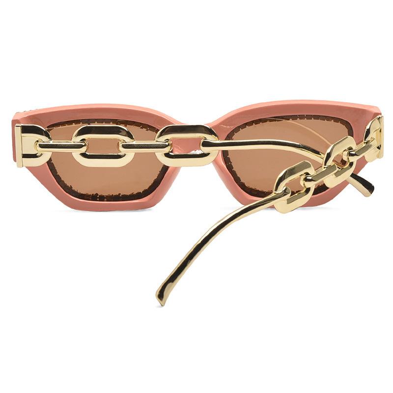 Women's sunglasses small frame inlaid diamond fox head chain light luxury modern personality trend party party sunglasses
