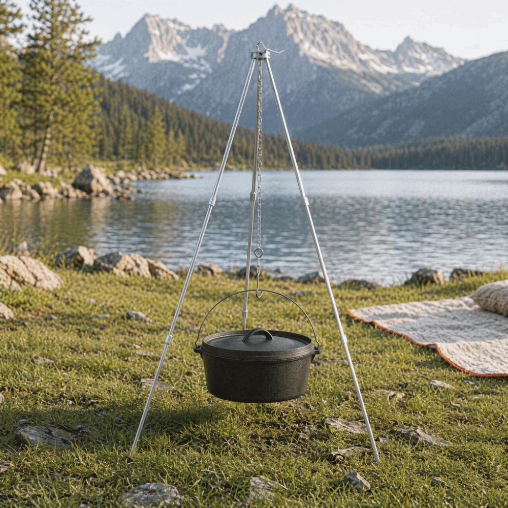 Adjustable Height Camping Tripod Aluminum Alloy Campfire Pot Holder  Outdoor BBQ