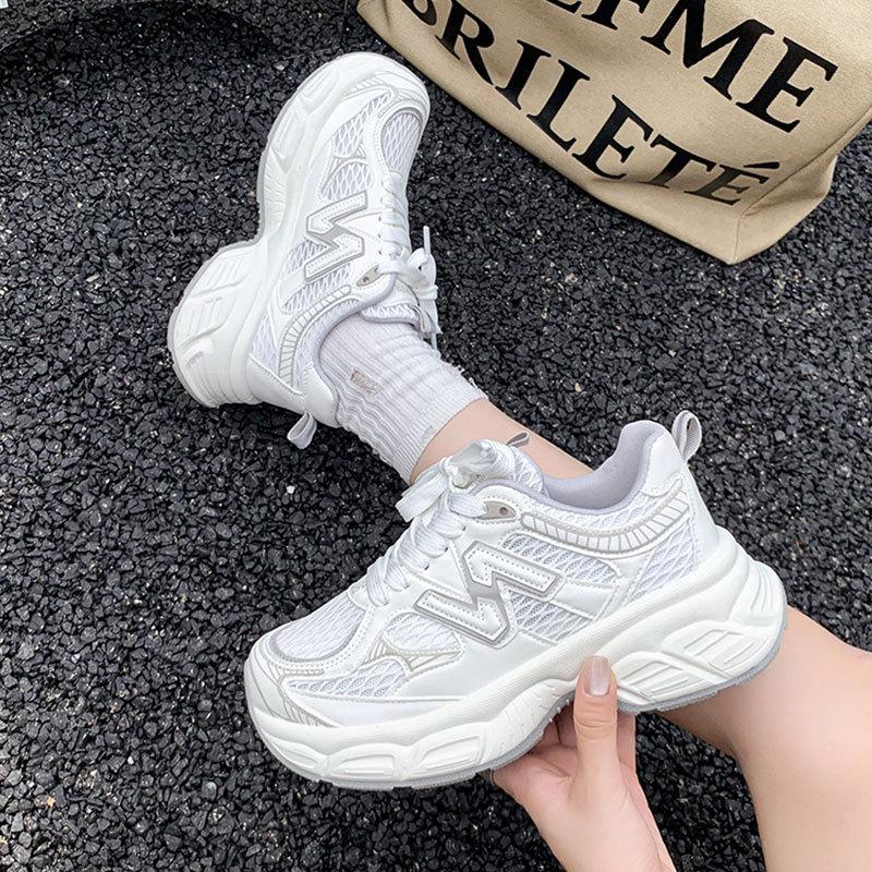 Thin dad shoes for women 2025 summer new versatile thick-soled breathable mesh lightweight casual sports shoes tide