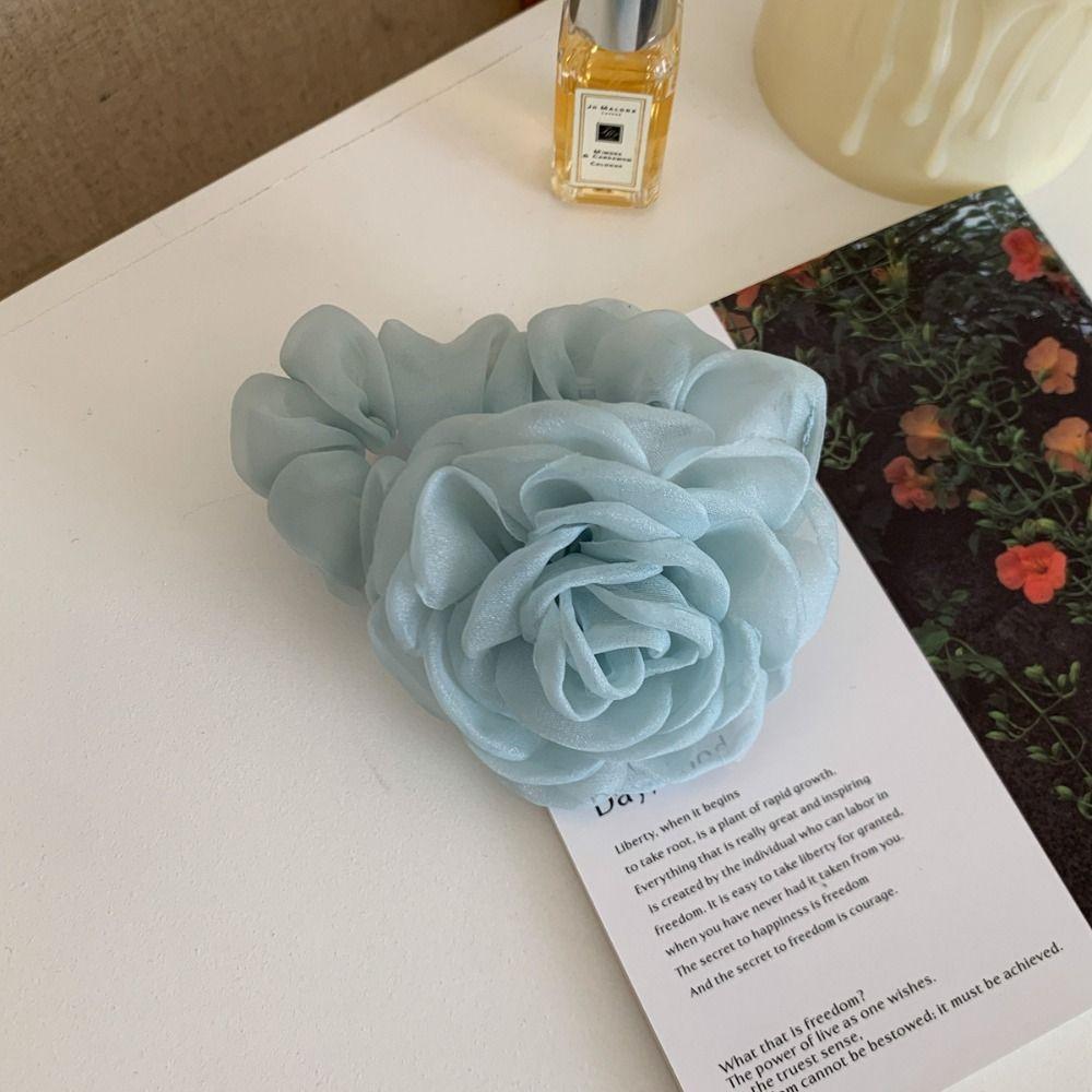 Ponytail Holder Rose Hair Rope Hair Tie Elastic Hair Band Cute Mesh Flower Hair Band Female