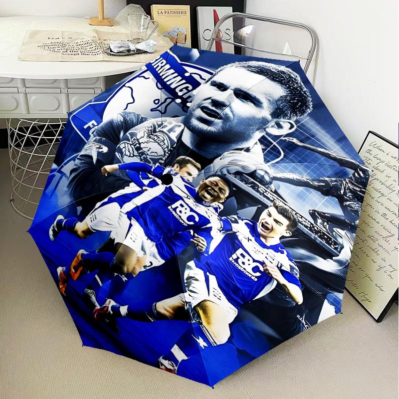 1PC Birming-ham Football Club Printed Umbrella Folding umbrella, automatic umbrella 8-Frame for Travel, camping Fan gifts Christmas Gifts