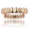 1/2 Pcs Glossy Finish Eco Friendly Copper Top Bottom Teeth Grillz Set Anti Slip Silver Gold Teeth Jewelry Cosplay