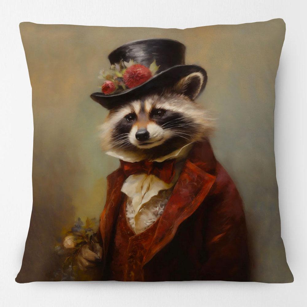 European Retro Royal Rabbit Hamster Raccoon Zebra Giraffe Altered Animals Painting Cushion Cover Decorative Pillow Case