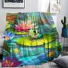 Frog Print Flannel Blanket, High quality Comfortable for All Seasons, Home Decor, Warmth and Comfort, Perfect for Christmas Gifts
