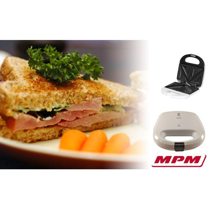 Appareil À Sandwichs Pour 2 Sandwiches, 4 En Forme De Triangle, Antiadhésif MPM MOP-27 750W Blanc