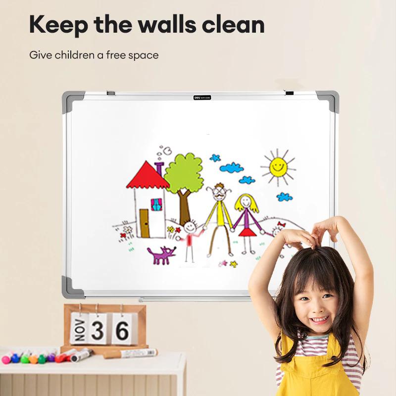 Wall-Mounted Double-Sided Magnetic Aluminum Whiteboard With Two Magnets And Whiteboard Marker With Eraser For Teaching Learning