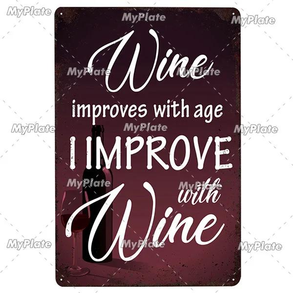 WINE Metal Sign Vintage Plaque Tin Sign Plate Wall Decor For Bar Club Man Cave Wine Kiln Art Painting Alcohol Poster