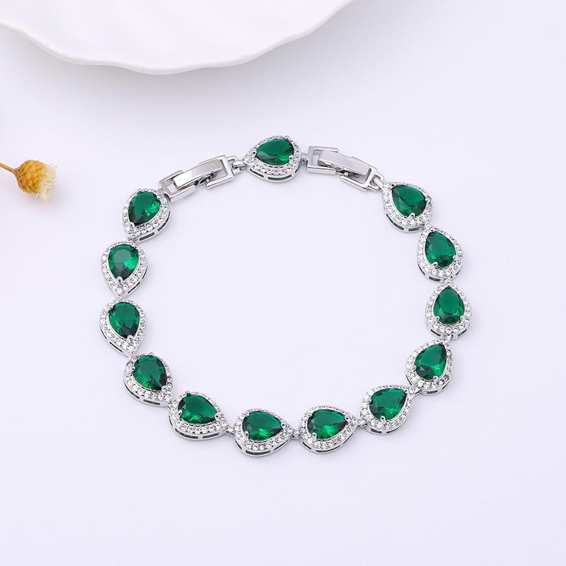 Inlaid Zircon Bracelet Women's Small Fresh Artificial Water Drop Gemstone Women's Colored Treasure Bracelet