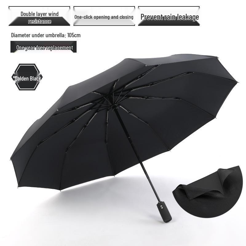 

Двухслойный ветрозащитный зонт с автоматическим складыванием - 10 спиц, унисекс, для солнца и дождя, креативный деловой стиль