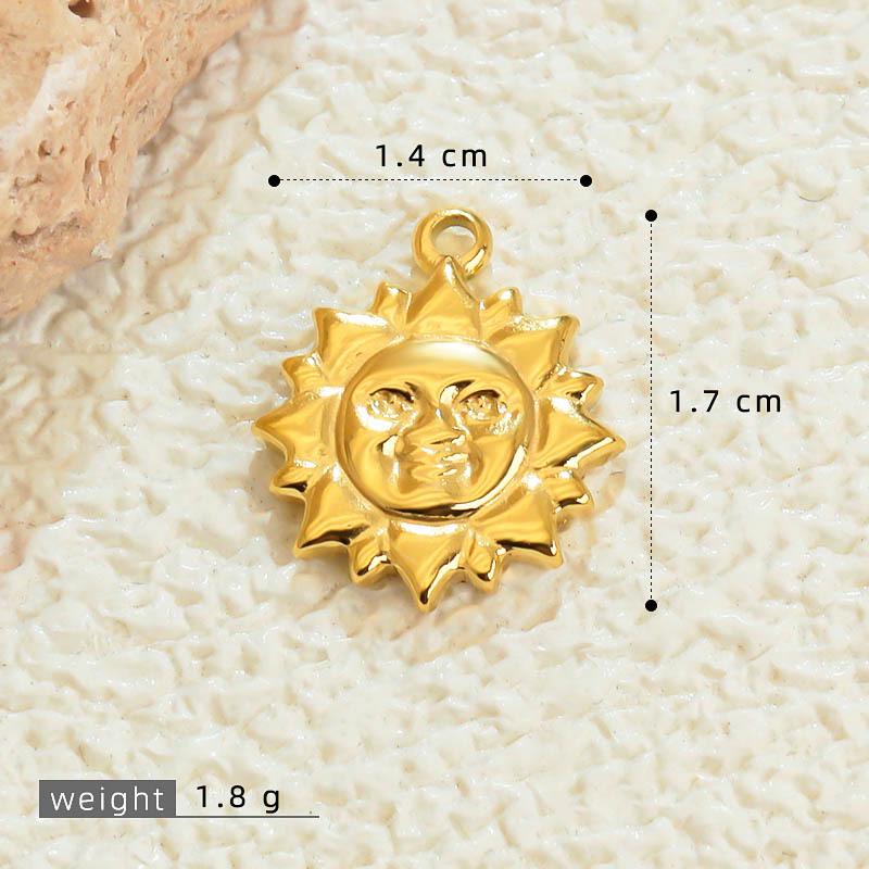 Handmade 18K Gold Plated Stainless Steel Sun Star Pendant Necklace.