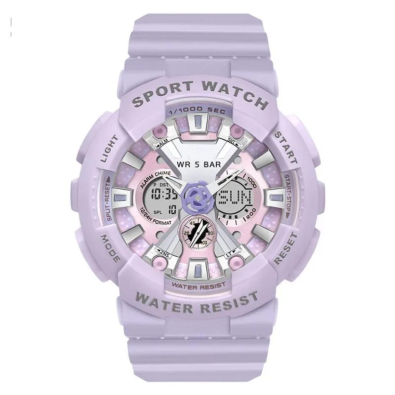Female Elecrtonic Watch Middle School Student Sports Double Watch Temperament Wristwatch