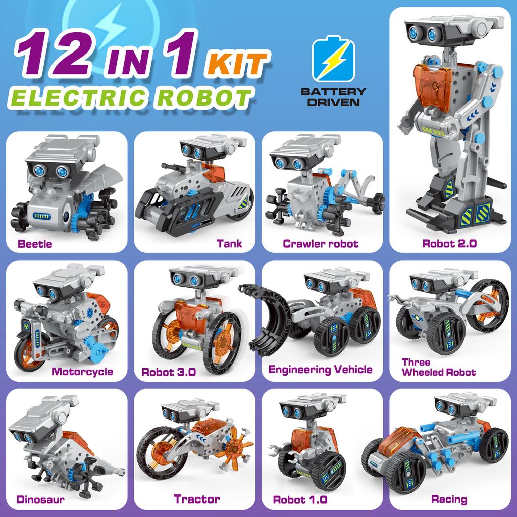 Children's Wall-E Robot Solar Electric 12-in-1 DIY Assembled Science and Education Educational Toys