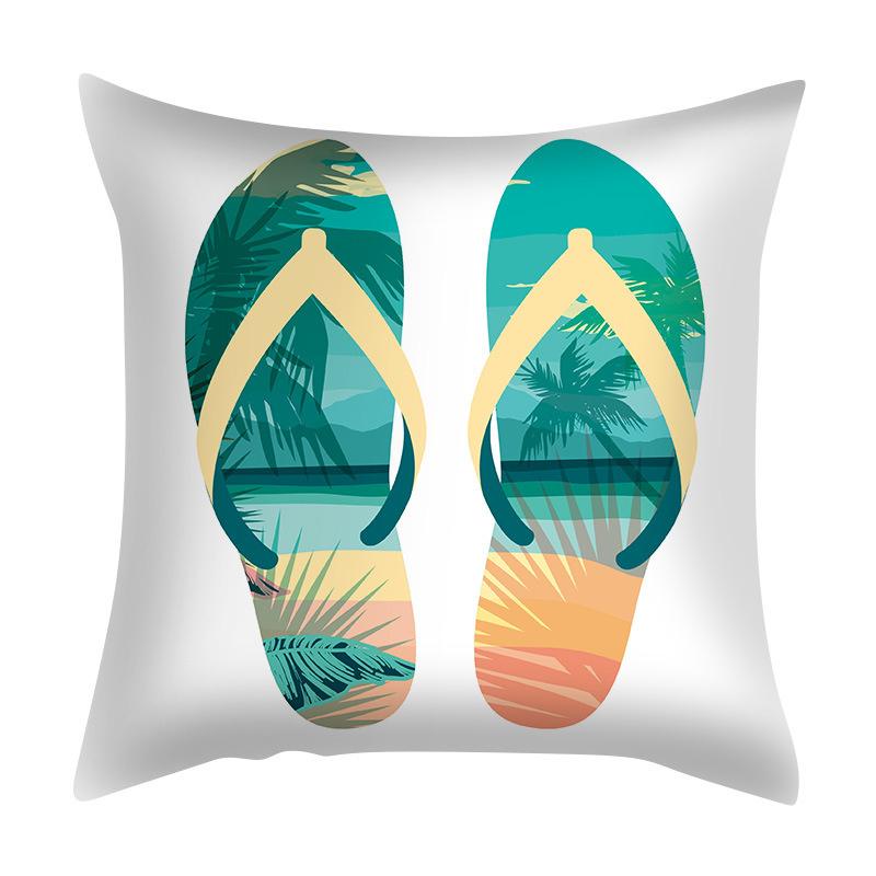 Summer Beach Scenery Cushion Cover Turquoise Pillowcase Polyester Sofa Chair Waist Hold Pillowcase Modern Home Decor 45x45cm