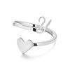 Stainless Steel Heart-Shaped Initial Ring for Women - Fashionable, Adjustable, In Stock