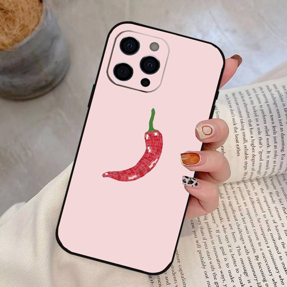 Chili Red Phone Case Silicone Soft For IPhone 17 16 15 14 13 12 11 X XR Plus Pro Max Plus