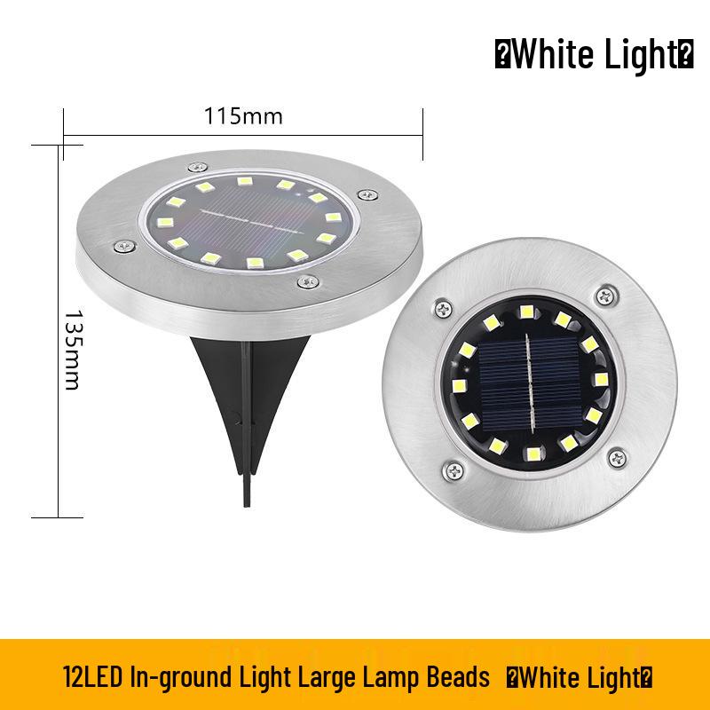 Solar LED Stainless Steel Underground Light for Outdoor Garden, Lawn, Courtyard, Rainproof.