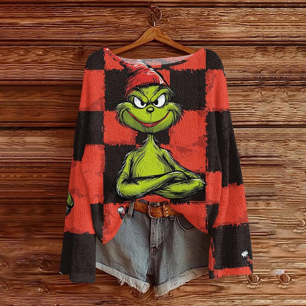 Womens  Fall Sweaters Long Sleeve Print Tops Pullover Sweaters Loose Dressy Casual Basic Clothes