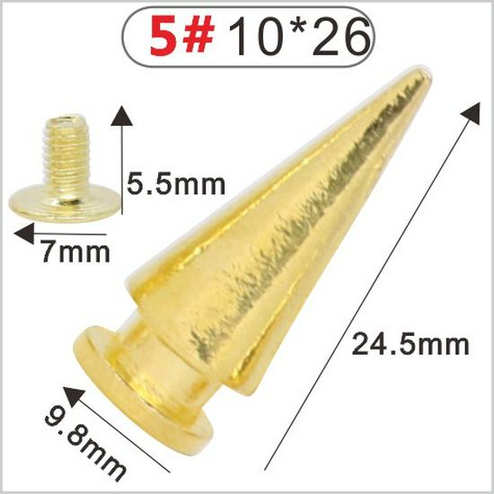 Punk Spike Alloy Bullet Rivet Horn Cone with Base Screw for Apparel, Bags, Shoes