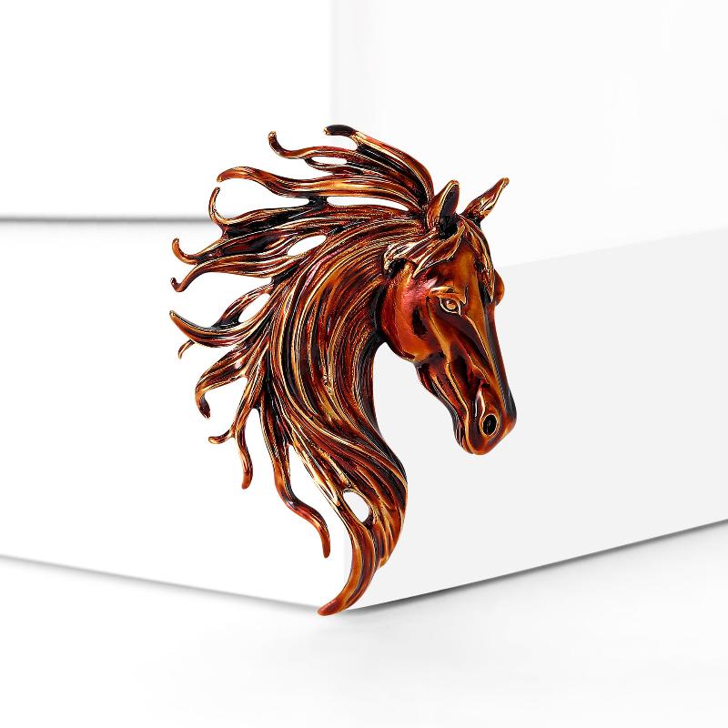 Broches Têtes de Cheval Émaillées Tendance Pour Femmes Animal du Zodiaque Épingles Poney Accessoires de Décoration de Vêtements Cadeaux de Nouvel An
