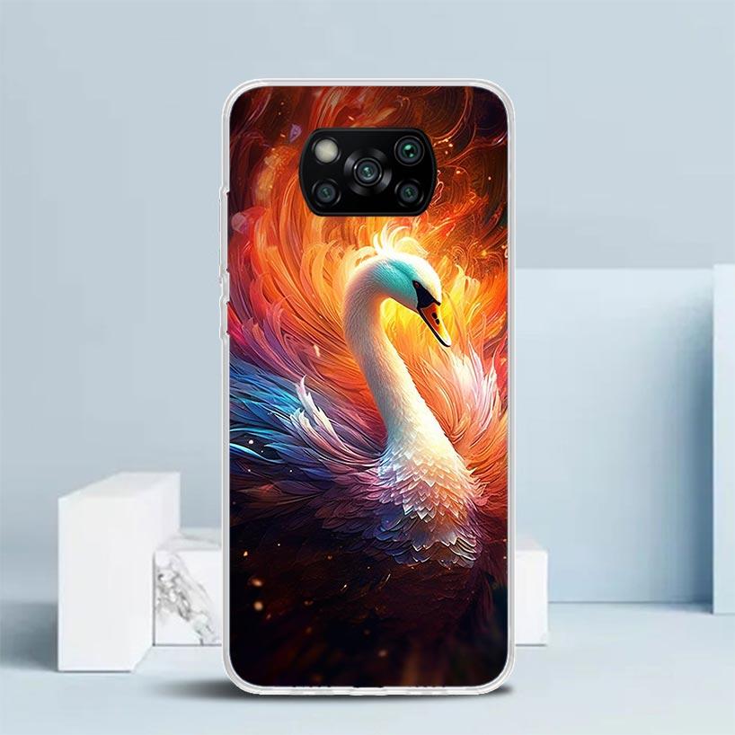 White Swan Grace Art Phone Case For Xiaomi Poco F7 Ultra X5 X6 X7 Pro M7 Redmi 15C 15 13C 13 12C 12 10C 10 10A 9 9C 9A 9T Cover
